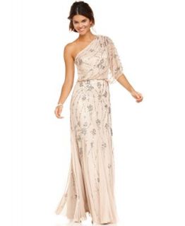 Adrianna Papell One Shoulder Beaded Blouson Gown   Dresses   Women