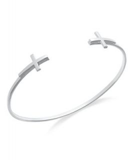 Studio Silver Sterling Silver Bracelet, Sideways Cross Cuff Bracelet   Bracelets   Jewelry & Watches