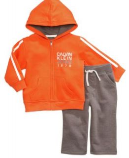 Calvin Klein Baby Set, Baby Boys 2 Piece Fleece Hooded Top and Pants   Kids