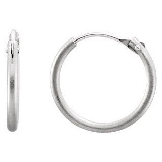 IceCarats Designer Jewelry Platinum Platinum 13Mm Satin Finish Hoop Earrings.: IceCarats: Jewelry