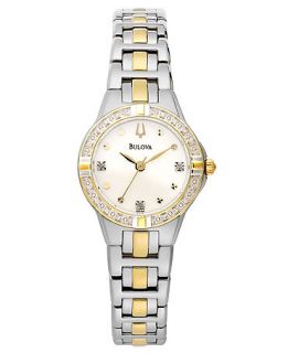 Bulova Womens Diamond Accent Two Tone Stainless Steel Bracelet Watch 28mm 98R166   Watches   Jewelry & Watches