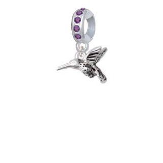 Small 3 D Hummingbird Light Siam Crystal Charm Bead Dangle: Jewelry