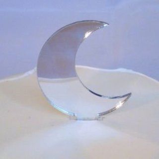 Crescent Moon Shaped Mirrored Cake Topper   6.5 cm   Decorative Cake Toppers