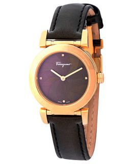 Ferragamo Watch, Womens Swiss Salvatore Diamond Accent Brown Patent Leather Strap 31mm F50SBQ5043 S497   Watches   Jewelry & Watches