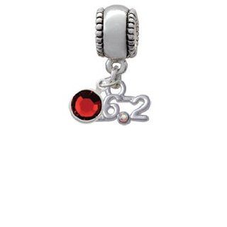 Marathon   26.2 with Clear AB Crystal Charm Bead with Red Siam Crystal Dangle: Delight: Jewelry