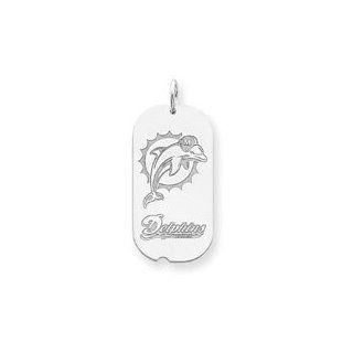 Sterling Silver Miami Dolphins Lg Dog Tag Lg Logo Charm   NF1029SS: Jewelry