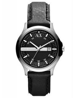 AX Armani Exchange Watch, Mens Black Leather Strap 40mm AX2126   Watches   Jewelry & Watches