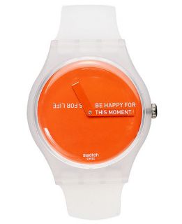 Swatch Watch, Unisex Swiss This Moment Semi Transparent White Silicone Strap 41mm SUOW106   Watches   Jewelry & Watches