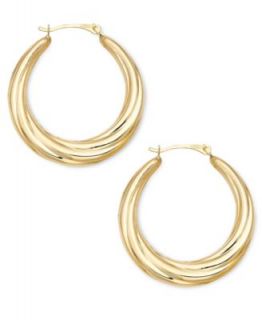 Signature Gold Diamond Accent Shrimp Hoop Earrings in 14k Gold   Earrings   Jewelry & Watches