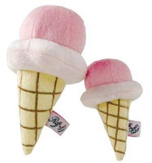 Strawberry Gelato Ice Cream Cone Plush Dog Toy (XSmall) : Pet Squeak Toys : Pet Supplies