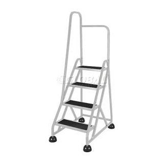 4 Step Aluminum Rolling Ladder   Gray   Stepladders  