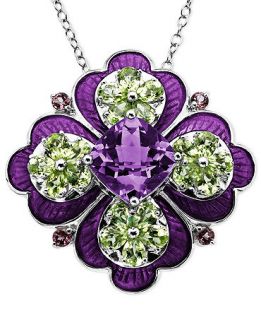 Town & Country Sterling Silver Necklace, Multistone Flower Pendant   Necklaces   Jewelry & Watches