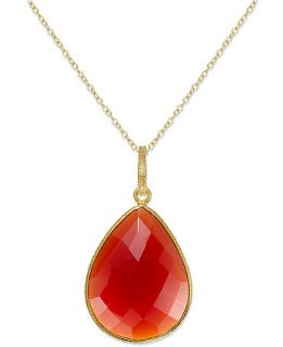14k Gold over Sterling Silver Necklace, Red Onyx Pear Briolette Pendant (17 1/2 ct. t.w.)   Necklaces   Jewelry & Watches