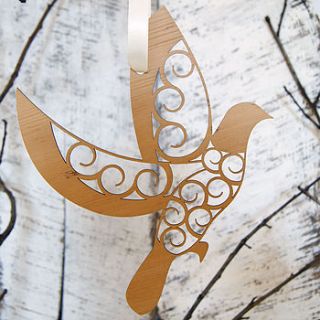 hanging dove christmas decoration by urban twist