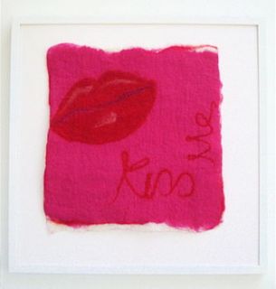 personalised hot lips hand felted wall art by mel anderson design