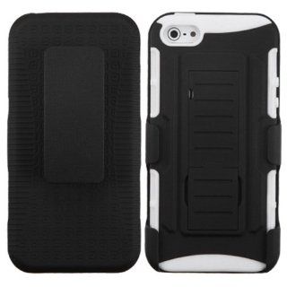 MYBAT AIPHONE5HPCSAAS202NP Advanced Armor Rugged Durable Hybrid Case with Kickstand for iPhone 5 / iPhone 5S   1 Pack   Retail Packaging   Black/Solid: Cell Phones & Accessories