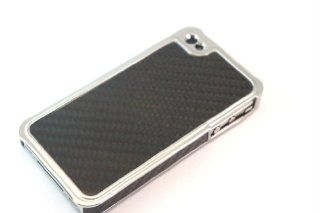 Black Real Carbon Fiber Case/Cover For iPhone 4 4S Back Cover And Three Screen Protector: Cell Phones & Accessories