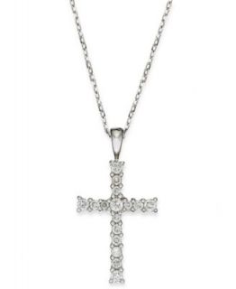 TruMiracle Diamond Necklace, 10k White Gold Diamond Cross Pendant (1/4 ct. t.w.)   Necklaces   Jewelry & Watches