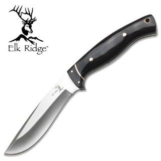 ER 197. Elk Ridge Hunting Knife W/ Pakkawood Handle 9" Overall Elk Ridge Hunting Knife W/ Pakkawood Handle 9" Overall. Stainless Steel Blade. Leather Case KNIFE fixed blade knife hunting sharp edge steel : Hunting Fixed Blade Knives : Sports &