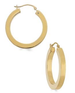 Signature Gold Square Tube Hoop Earrings in 14k Gold   Earrings   Jewelry & Watches