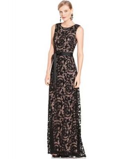 Adrianna Papell Petite Dress, Sleeveless Lace Gown   Dresses   Women