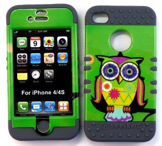 Bumper Case For AT&T/Verizon/Sprint/Virgin Mobile/US Cellular/Cricket Wireless Apple iphone 4 4G 4S 2 in 1 Hybrid Case Cover Big Owl Snap On + Grey Silicone: Cell Phones & Accessories