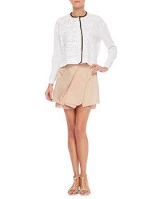 No.21 Long Sleeve Lace Sweater & Asymmetric Layered Skirt