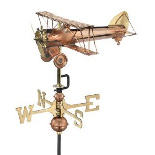 Good Directions Biplane Garden Weathervane   Polished Copper w/Garden Pole