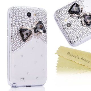 Mavis's Diary New 3D Handmade Crystal Rhinestone Bow Diamond Design Case Clear Cover with Soft Clean Cloth (Samsung Galaxy Note II 2 N7100 I605 L900 I317 T889 Tmobile Version): Cell Phones & Accessories