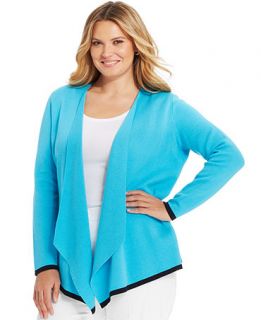 Jones New York Collection Plus Size Long Sleeve Draped Cardigan   Sweaters   Plus Sizes