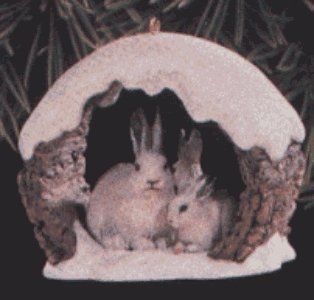 SNOWSHOE RABBITTS IN WINTER Christmas Ornament   1997 Hallmark Keepsake : Owl Ornament Christmas : Everything Else