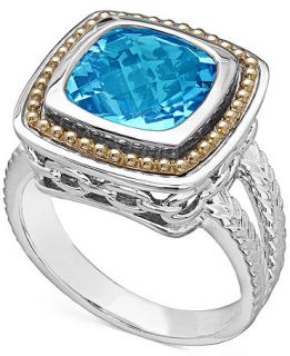 Sterling Silver and 18k Gold Blue Topaz Ring (5 ct. t.w.)   Rings   Jewelry & Watches