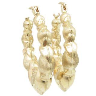 10k Yellow Gold earrings Xl bamboo heart hoop AGBE30 AMGE Jewelry