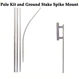 NEW 15 Foot Advertising Flag Pole Kit and Ground Stake Spike Mount Package  Business And Store Sign Holders 