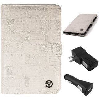 WHITE Leather Textured Lightweight, Durable Portfolio Cover Case For Samsung Galaxy Tab 2 7 Inch Student Edition + BLACK Travel USB Car Charger Kit + BLACK Travel USB Home Charger: Computers & Accessories