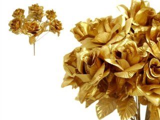 168 Open Velvet Roses Wedding Flowers Bouquets Supply   Gold   Artificial Flowers