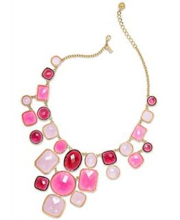 kate spade new york Necklace, Gold Tone Pink Stone Statement Bib Necklace   Fashion Jewelry   Jewelry & Watches