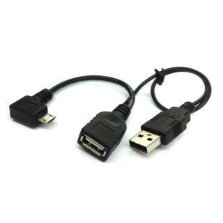 CY U2 165 LE Left angled 90degree Micro USB OTG Cable W/ power for i9100 i9300 i9220 N7100: Cell Phones & Accessories
