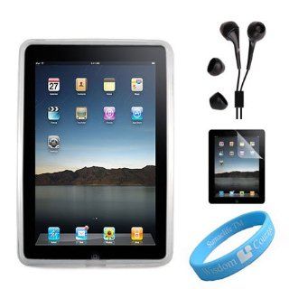 Apple iPad Silicone Skin Clear* Case + Black Earphones for iPad + Screen Protector + Wristband: Computers & Accessories