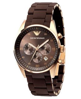 Emporio Armani Watch, Mens Brown Silicone Wrapped Gold Tone Stainless Steel Bracelet AR5890   Watches   Jewelry & Watches