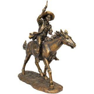 22" Western Cowboy on Horse Home Museum Gallery Faux Bronze Statue Sculpture  