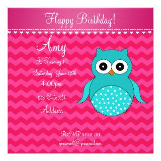 Cute owl birthday invitation