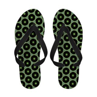 Trendy Star Pattern in Hues of Green Flip Flops