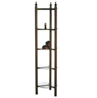 The Grace Collection CU155Z Round Curio Stand with Glass Shelves, Black, Bronze, Copper, Gun Metal, Iron, Ivory, Stone, Teal   Curio Cabinets
