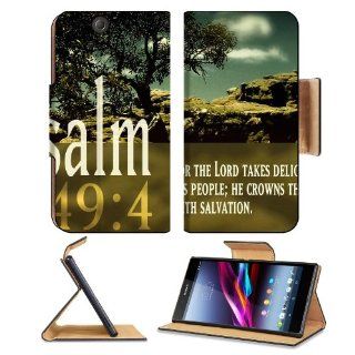 Bible Verse Psalm 149:4 Sony Xperia Z Ultra Flip Case Stand Magnetic Cover Open Ports Customized Made to Order Support Ready Premium Deluxe Pu Leather 7 1/4 Inch (185mm) X 3 15/16 Inch (100mm) X 9/16 Inch (14mm) MSD Sony Xperia Z Ultra cover Professional X