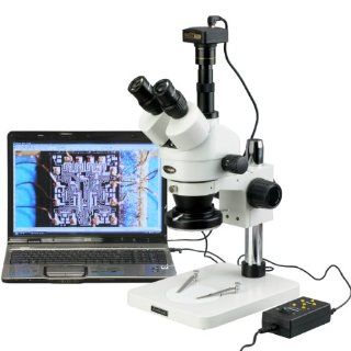 AmScope SM 1TSZ 144A 10M 3.5X 90X Zoom Stereo Microscope w 4 Zone 144 LED Light + 10MP Digital USB Camera: Electronics
