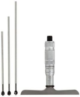 Brown & Sharpe 599 603 143 3 Vernier Depth Gauge, Micrometer Type, 0 3" Range, 0.001" Resolution, +/ 0.003mm Accuracy, 4" Base, 3 Rods: Industrial & Scientific