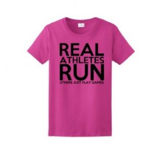 Real Athletes Run Others Just Play Games Ladies T Shirt Clothing