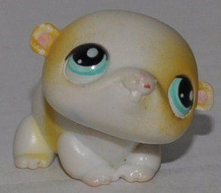 Hamster #137 (flat head)(Small, White/Yellow) Littlest Pet Shop (Retired) Collector Toy   LPS Collectible Replacement Single Figure   Loose (OOP Out of Package & Print): Everything Else