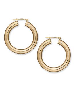 Signature Gold Diamond Accent Round Hoop Earrings in 14k Gold   Earrings   Jewelry & Watches